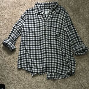 Cosmic Blue Love Maci Relaxed half Button Down Woven shirt size XL